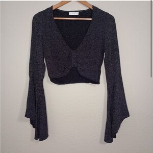 Flynn Skye whimsigoth flare sleeve polka dot crop top